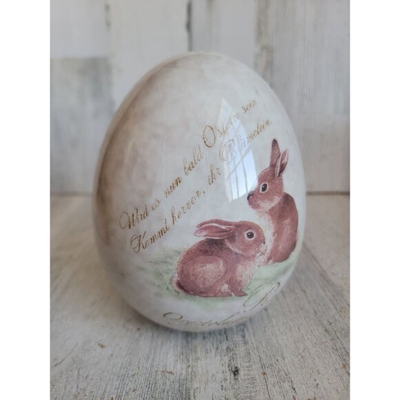 Ceramic Easter egg brown bunny home decor unique - Picture 2 of 8